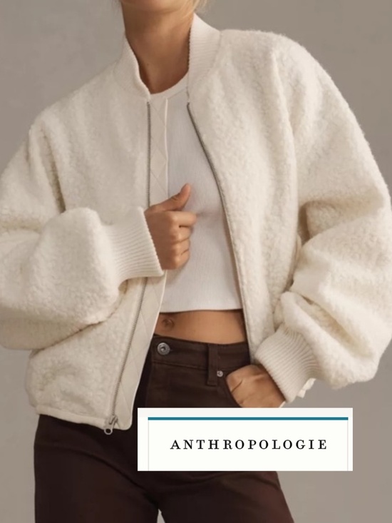 Jackets & Blazers - Anthropologie Sherpa or Teddy Fleece Zip up Bomber Jacket,XL, GP1530